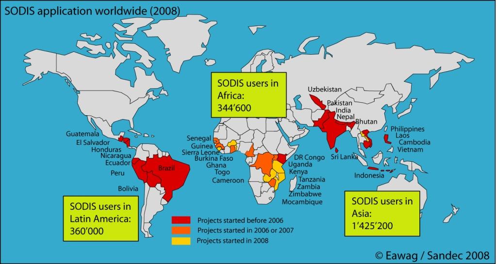 Worldwide application of SODIS in projects coordinated by Eawag